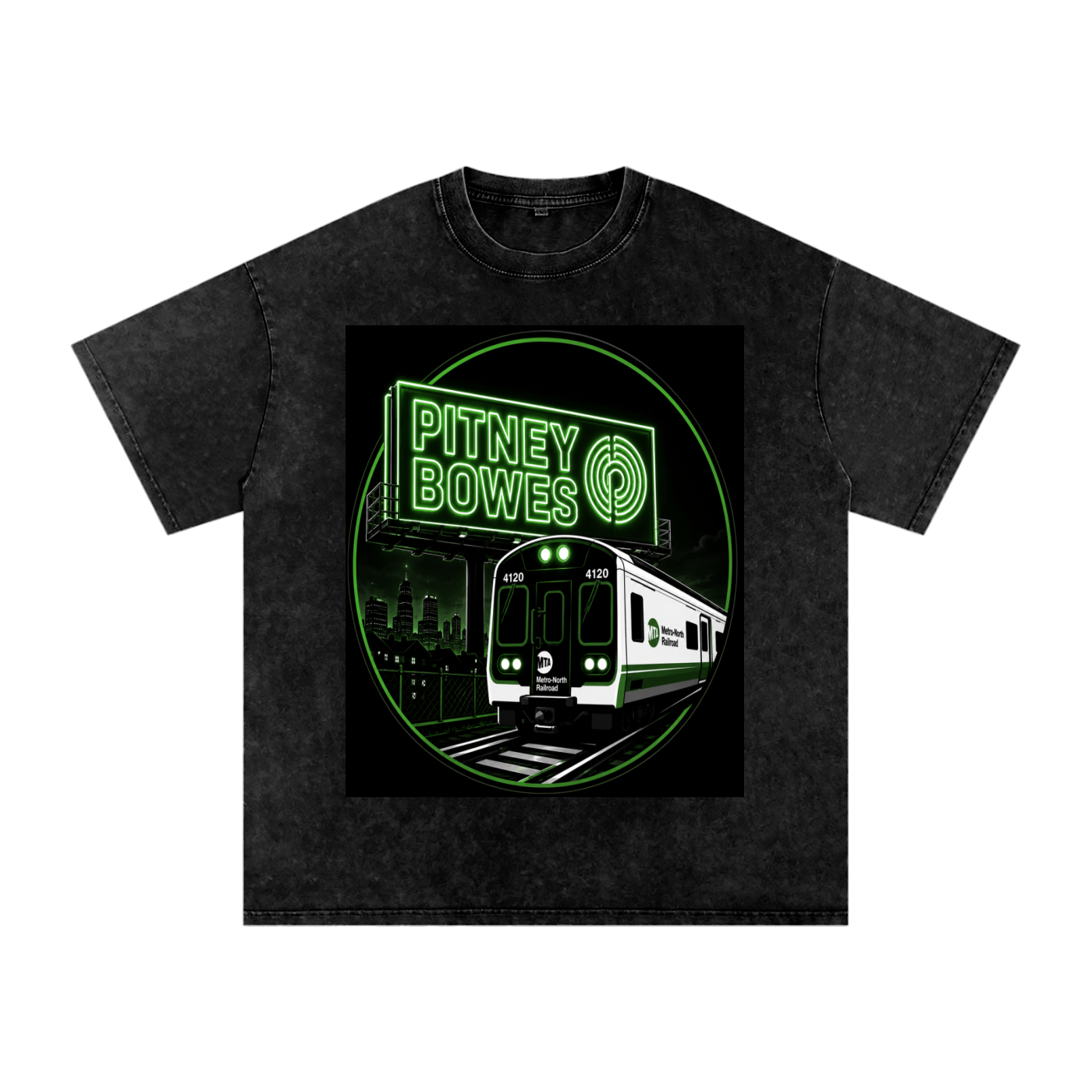 Pitney Bowes Snow Washed Oversized Cotton T-Shirt