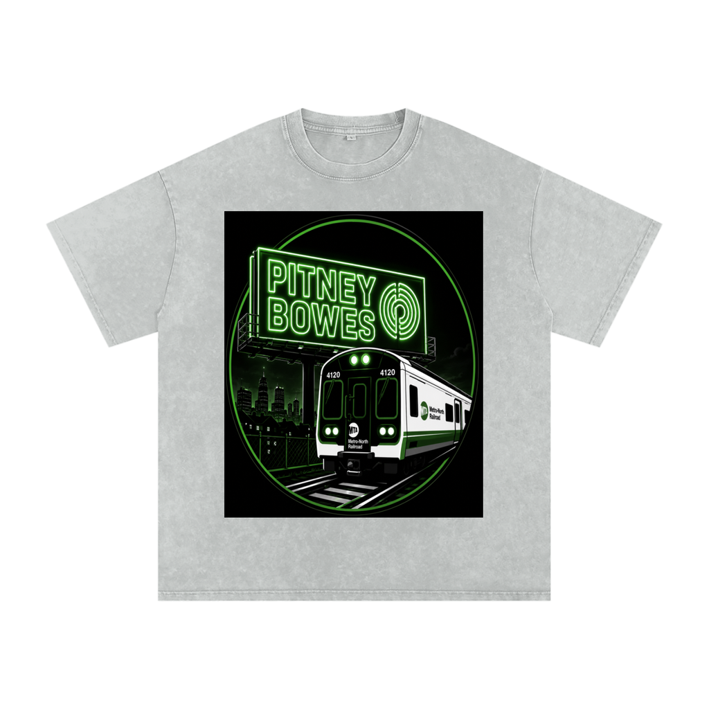 Pitney Bowes Snow Washed Oversized Cotton T-Shirt