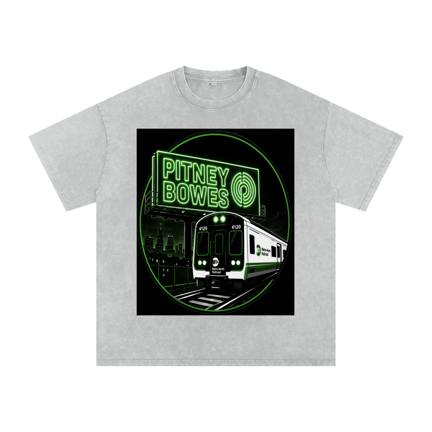 Pitney Bowes Snow Washed Oversized Cotton T-Shirt